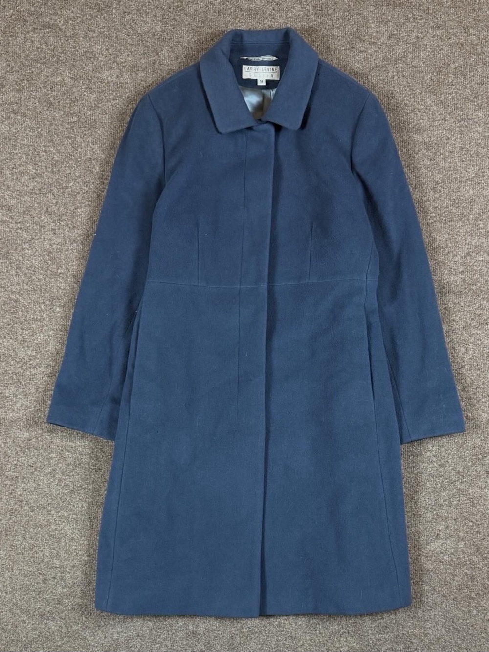 Vintage Larry Levine Blue Wool Cashmere Blend Mid Length Coat Women’s 14‎ M/L